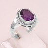 Sterling Silver Purple Amethyst Classic Solitaire Ring