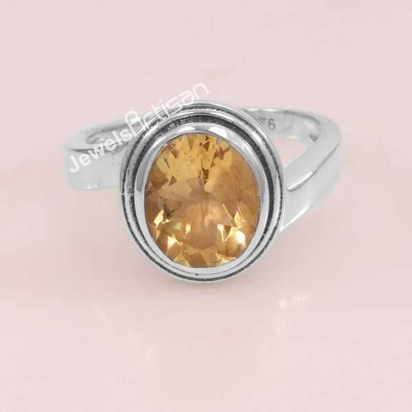 Sterling Silver November Birthstone Citrine Ring