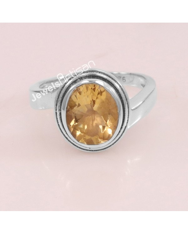 Citrine 925 Sterling Silver November Birthstone Ring
