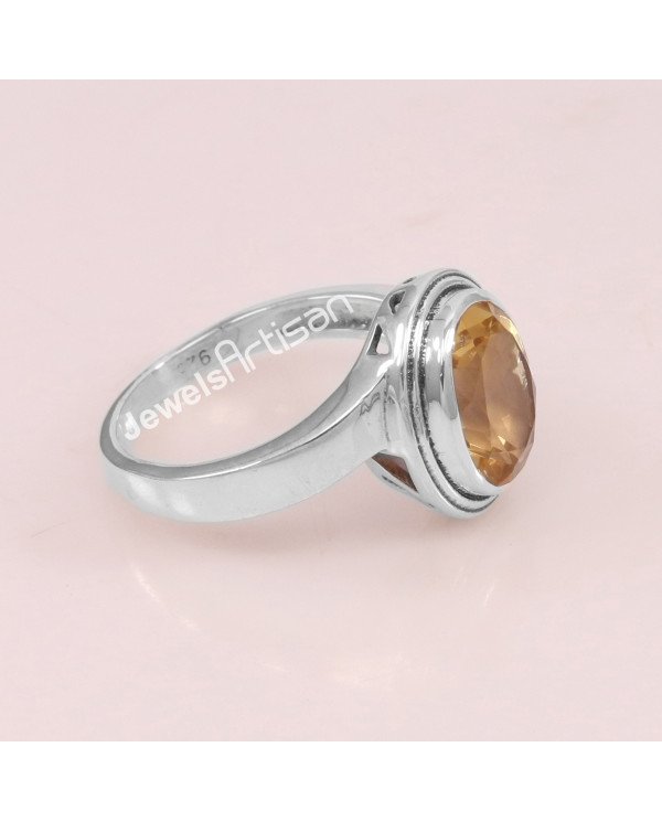 Citrine 925 Sterling Silver November Birthstone Ring