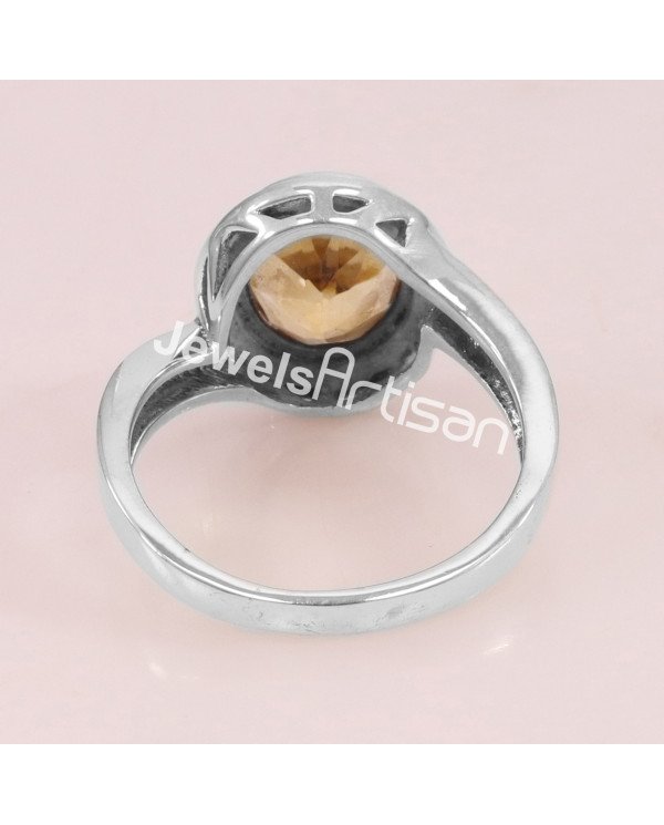 Citrine 925 Sterling Silver November Birthstone Ring
