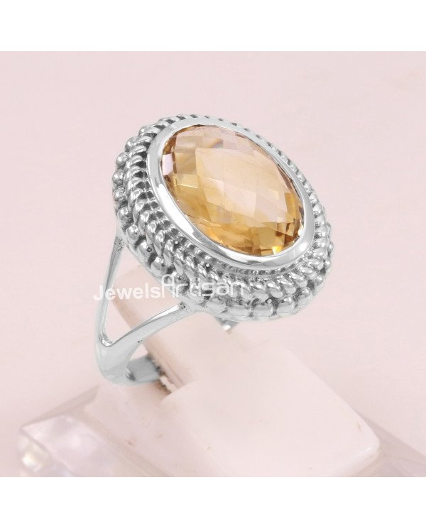 Citrine 925 Sterling Silver November Birthstone Ring