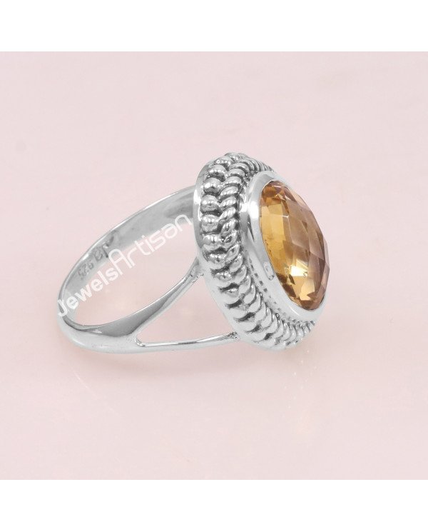 Citrine 925 Sterling Silver November Birthstone Ring