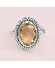 Citrine 925 Sterling Silver November Birthstone Ring