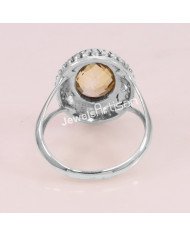 Citrine 925 Sterling Silver November Birthstone Ring