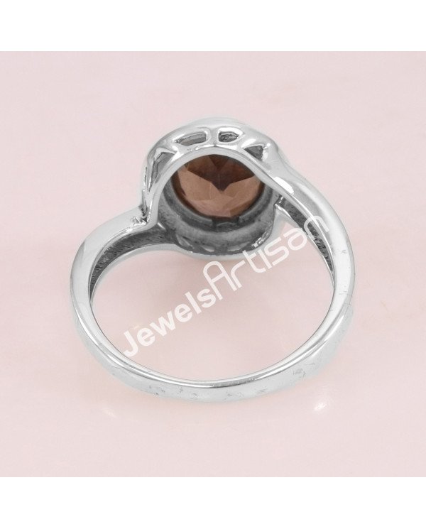 Smoky Quartz Gemstone 925 Sterling Silver Ring