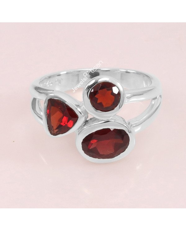 925 Sterling Silver Garnet Handcrafted Silver Ring