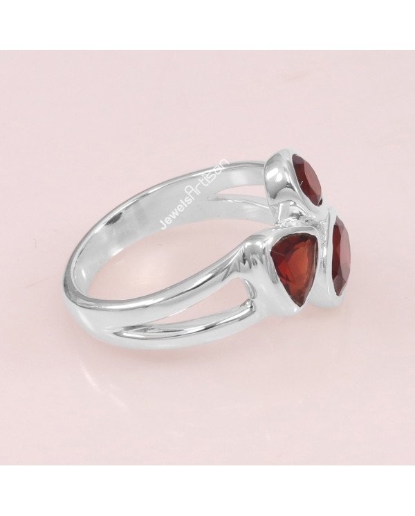 925 Sterling Silver Garnet Handcrafted Silver Ring
