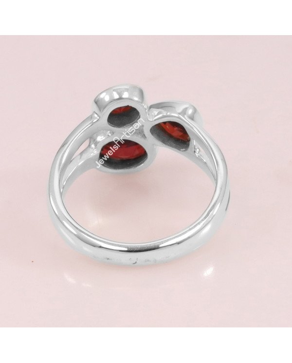 925 Sterling Silver Garnet Handcrafted Silver Ring