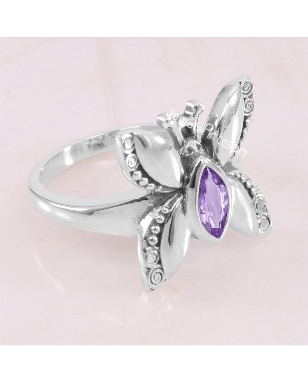 Butterfly Design Amethyst 925 Sterling Silver Ring