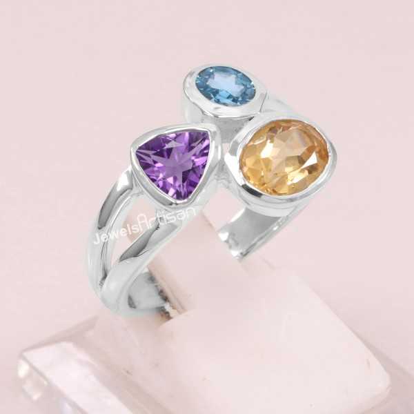 Amethyst & White Topaz Ring Sterling Silver | Kay Outlet