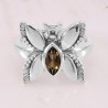 Smoky Quartz 925 Sterling Silver Butterfly Design Ring