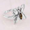 Smoky Quartz 925 Sterling Silver Butterfly Design Ring