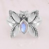 925 Sterling Silver Rainbow Moonstone Butterfly Ring