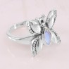 925 Sterling Silver Rainbow Moonstone Butterfly Ring