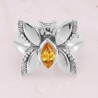 November Birthstone Sterling Silver Butterfly design Citrine Ring