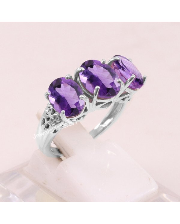 Amethyst 925 Sterling Silver Ring Handcrafted Ring