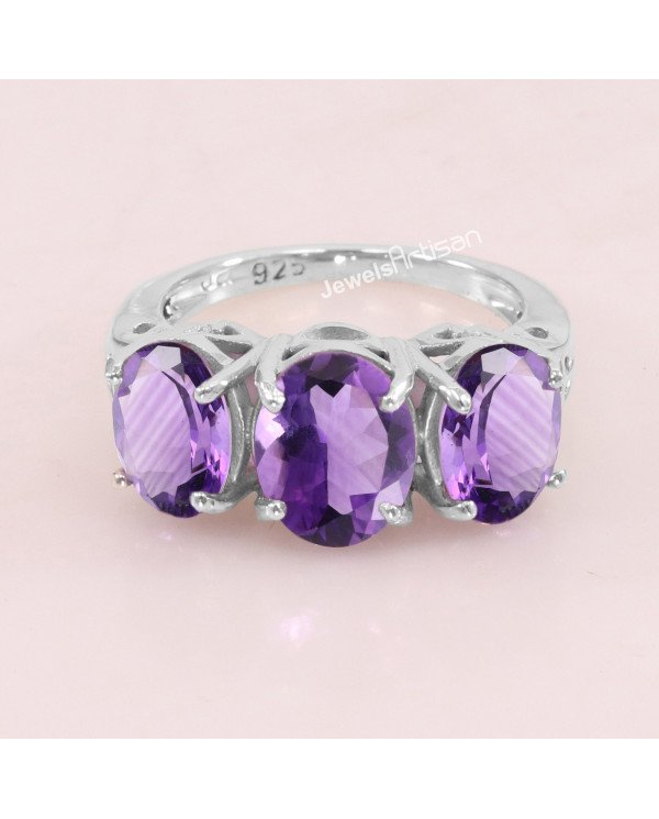 Amethyst 925 Sterling Silver Ring Handcrafted Ring