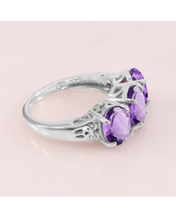 Amethyst 925 Sterling Silver Ring Handcrafted Ring