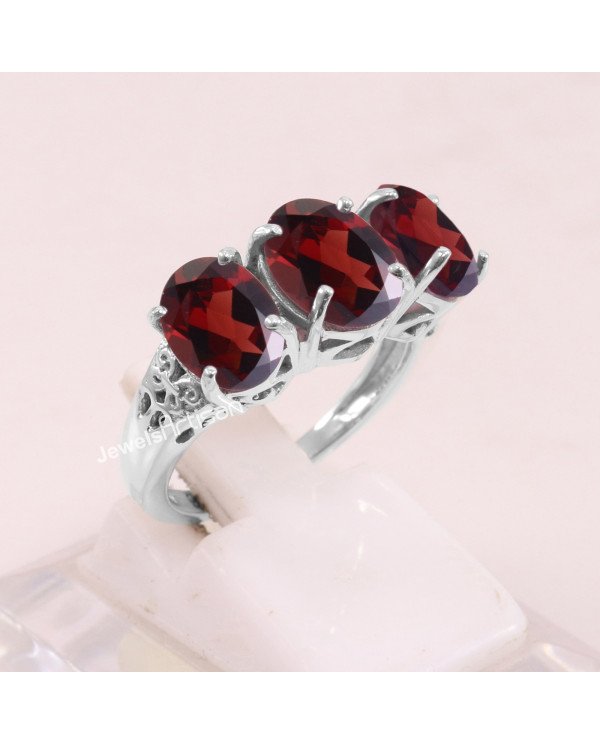 Garnet 925 Sterling Silver Ring January Birthstone Ring