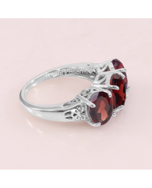 Garnet 925 Sterling Silver Ring January Birthstone Ring