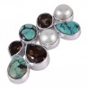 Tibetan Turquoise Pendant Smoky Quartz Pendant 925 Silver Pendant