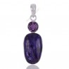 Sterling Silver Amethyst Charoite Statement Pendant
