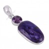 Sterling Silver Amethyst Charoite Statement Pendant