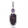 Sterling Silver Amethyst Charoite Statement Pendant