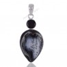 October Birthstone Sterling Silver Dendritic Opal  Black Onyx Pendant