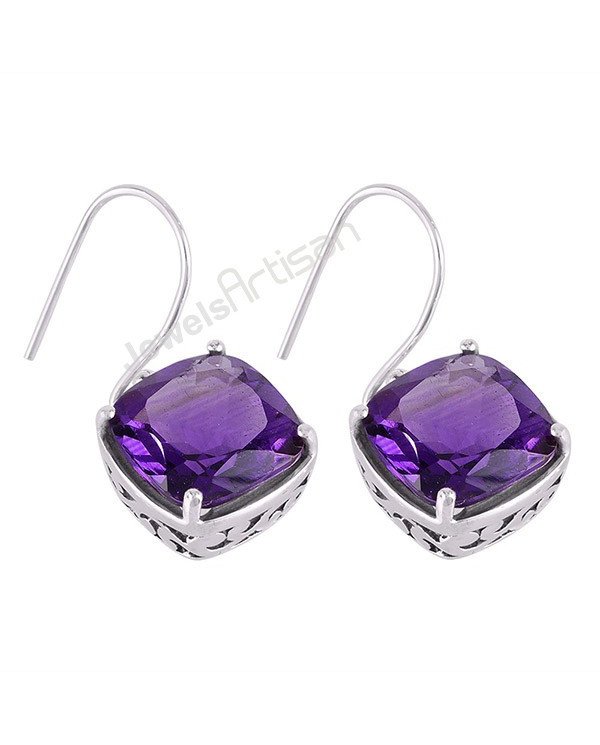 African Amethyst Earrings 925 Silver Earrings Dangle Drop Earrings
