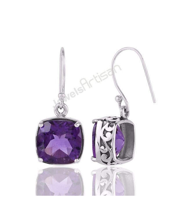 African Amethyst Earrings 925 Silver Earrings Dangle Drop Earrings