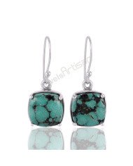 Tibetan Turquoise Earrings 925 Silver Earrings Dangle Drop Earrings