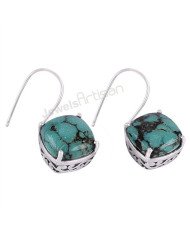 Tibetan Turquoise Earrings 925 Silver Earrings Dangle Drop Earrings
