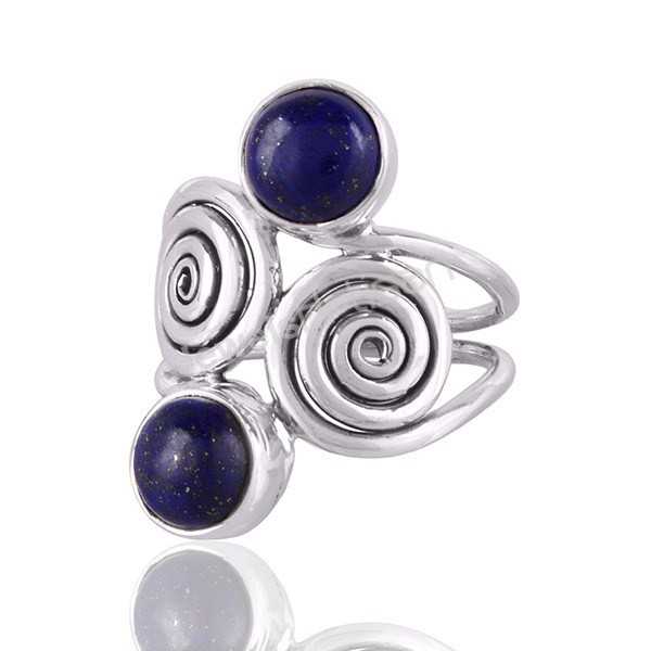 Lapis Lazuli Designer Handcrafted Gemstone Silver Statement Ring