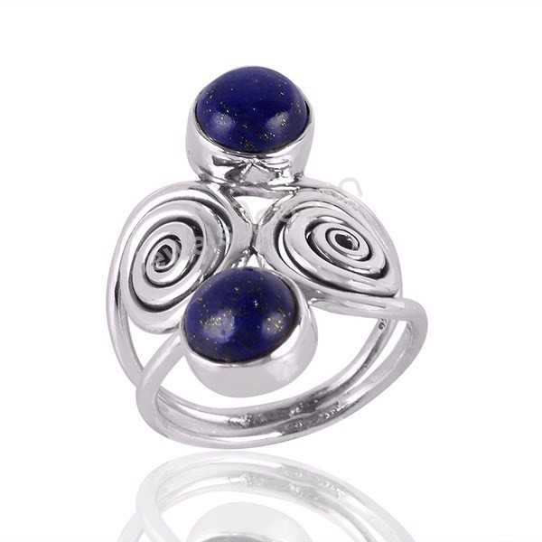 Lapis Lazuli Designer Handcrafted Gemstone Silver Statement Ring