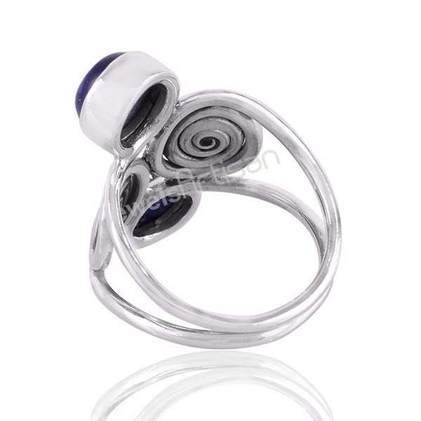 Lapis Lazuli Designer Handcrafted Gemstone Silver Statement Ring