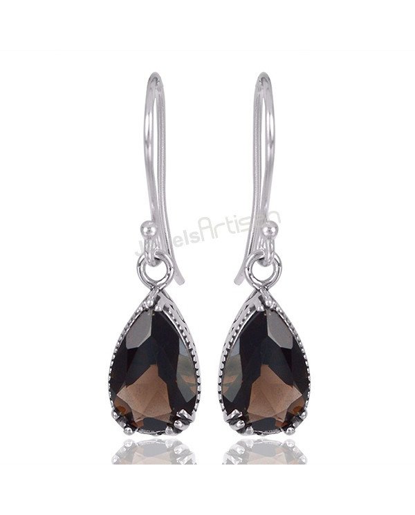 Smoky Quartz Earrings Handcrafted Earrings 925 Sterling Silver Earrings