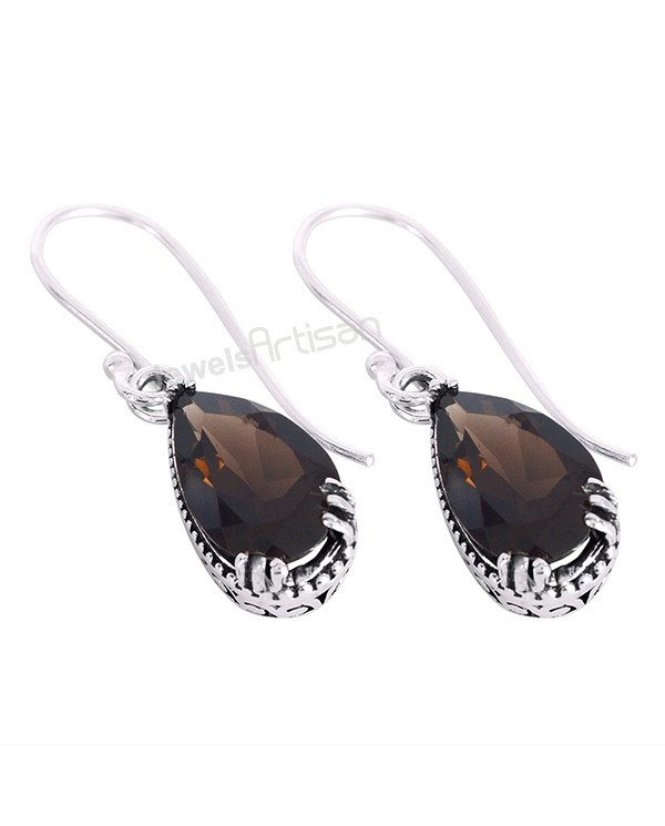 Smoky Quartz Earrings Handcrafted Earrings 925 Sterling Silver Earrings