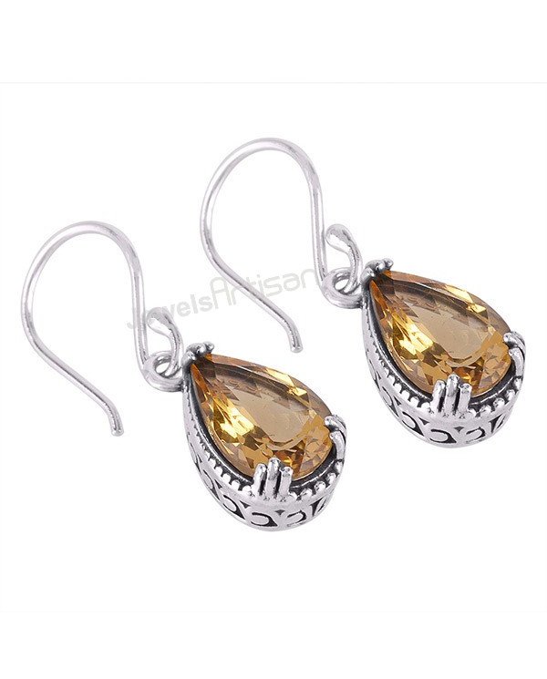 Citrine Earrings Handcrafted Earrings 925 Sterling Silver Earrings