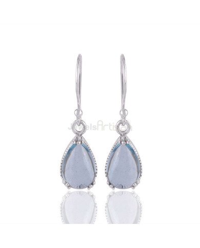 Blue Topaz Earrings Handcrafted Earrings 925 Sterling Silver Earrings