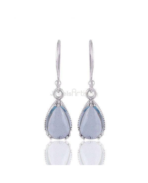 Blue Topaz Earrings Handcrafted Earrings 925 Sterling Silver Earrings