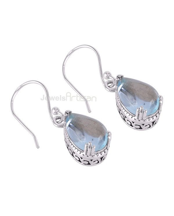 Blue Topaz Earrings Handcrafted Earrings 925 Sterling Silver Earrings