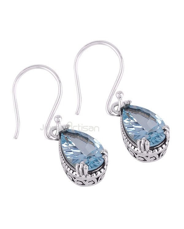 Blue Topaz Earrings 925 Sterling Silver Earrings Handcrafted Earrings