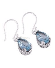 Blue Topaz Earrings 925 Sterling Silver Earrings Handcrafted Earrings