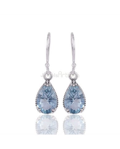 Blue Topaz Earrings 925 Sterling Silver Earrings Handcrafted Earrings