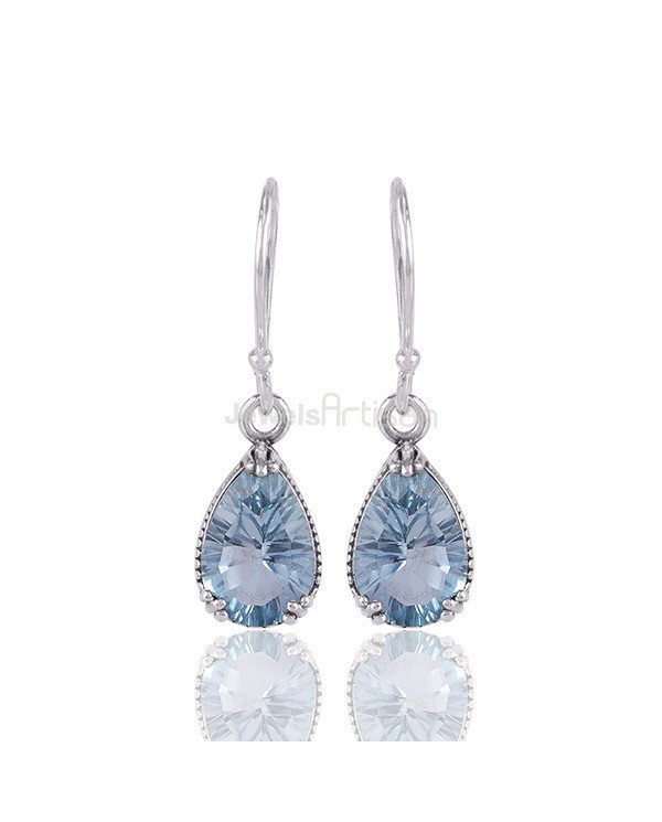Blue Topaz Earrings 925 Sterling Silver Earrings Handcrafted Earrings