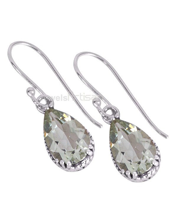 Green Amethyst Earrings Handcrafted Earrings 925 Sterling Silver Earrings