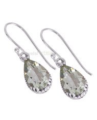 Green Amethyst Earrings Handcrafted Earrings 925 Sterling Silver Earrings