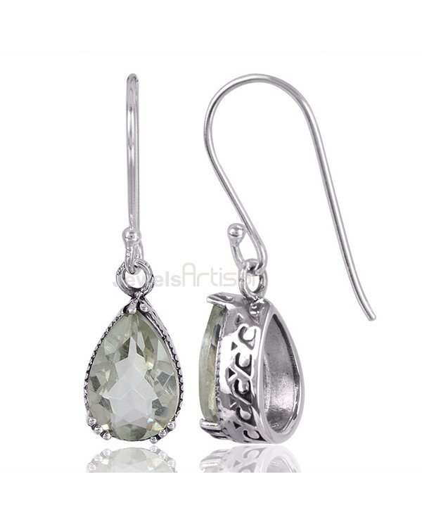 Green Amethyst Earrings Handcrafted Earrings 925 Sterling Silver Earrings